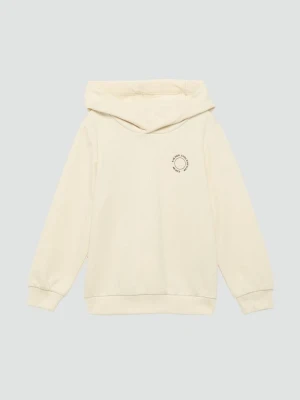 Bluza unisex z kapturem, prążkowanymi mankietami i małym nadrukiem s.Oliver beżowy
