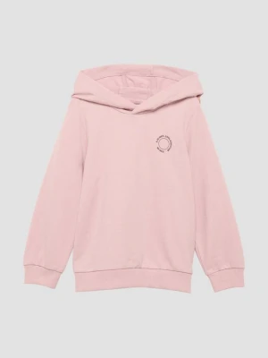 Bluza unisex z kapturem, prążkowanymi mankietami i małym nadrukiem s.Oliver różowy