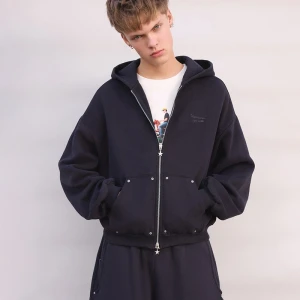 Bluza UNISEX z kolekcji Świeży x HOUSE z kapturem i haftem granatowa