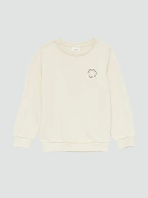 Bluza unisex z prążkowanymi mankietami i małym nadrukiem s.Oliver beżowy