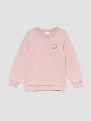 Bluza unisex z prążkowanymi mankietami i małym nadrukiem s.Oliver różowy