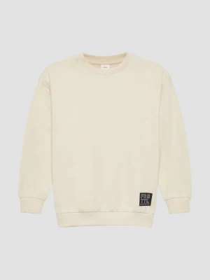 Bluza unisex z prążkowanymi mankietami i nadrukiem s.Oliver beżowy