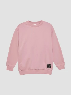 Bluza unisex z prążkowanymi mankietami i nadrukiem s.Oliver różowy