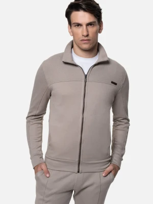 BLUZA URBANO ROZPINANY BEŻOWA Z BAWEŁNĄ Recman