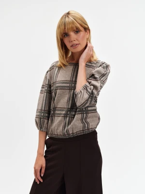 Zdjęcie produktu Bluza w kratę z krótkim rękawem TOP SECRET Beżowy