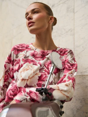 Bluza w kwiaty różowa Moodo