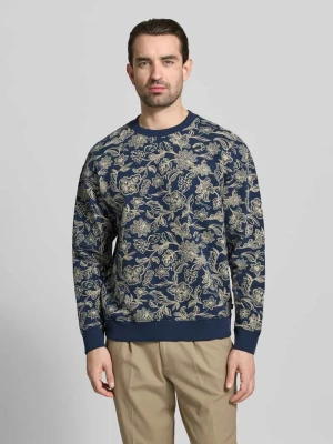 Bluza we wzór na całej powierzchni z okrągłym dekoltem Scotch & Soda Granatowy