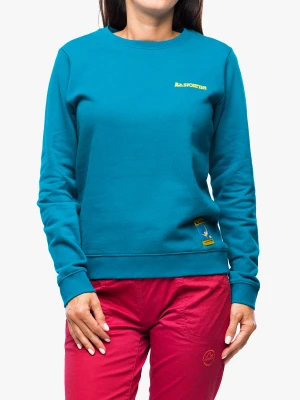 Bluza wspinaczkowa damska La Sportiva Climbing on the Moon Sweatshirt - turchese/giallo