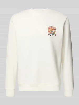 Bluza z bawełnianej mieszanki z nadrukiem w kroju relaxed fit Chill Pill Złamany biały
