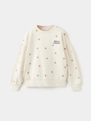 Bluza z bawełny z kwiatowym nadrukiem złamana biel - Dzieci - lata - MANGO KIDS