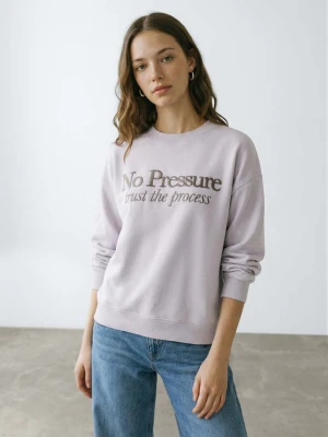 Bluza z bawełny z napisem jasny/pastelowa purpura - Teen - - MANGO TEEN