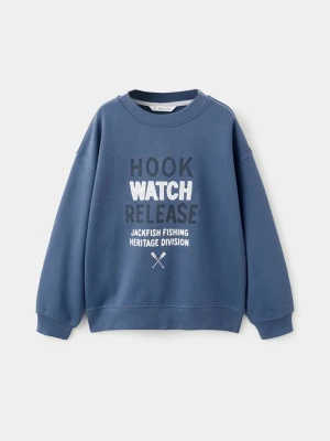 Zdjęcie produktu Bluza z bawełny z napisem niebieski - Dzieci - lata - MANGO KIDS
