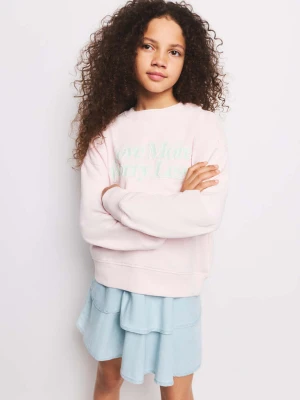 Bluza z bawełny z napisem różowy - Dzieci - lata - MANGO KIDS