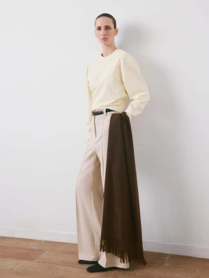 Bluza z bawełny z okrągłym dekoltem pastelowy żółty - Kobieta - - MANGO