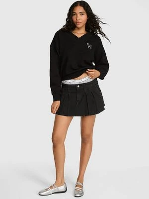 Bluza z dekoltem V Campus Fleece Victoria's Secret Czarny
