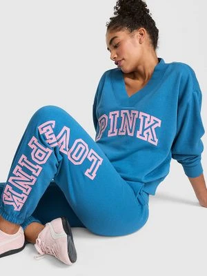 Bluza z dekoltem V Campus Fleece Victoria's Secret Niebieski