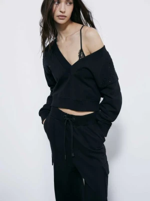 Bluza z dekoltem w serek i kryształkami PATRIZIA PEPE