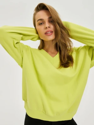 Bluza z dekoltem w serek limonkowa Moodo