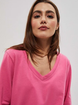 Bluza z dekoltem w serek różowa Moodo