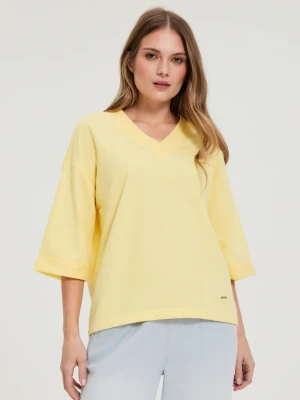 Bluza z dekoltem w serek żółta Moodo