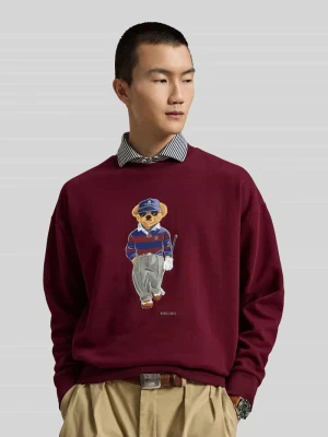 Bluza z haftem z misiem golfowym Polo Ralph Lauren Bordowy