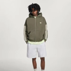 Bluza z kapturem, 3 paskami i suwakiem na całej długości adiSignature Adidas zielony