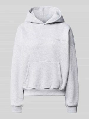 Bluza z kapturem basic o kroju relaxed fit w kolorze szary melanż REVIEW