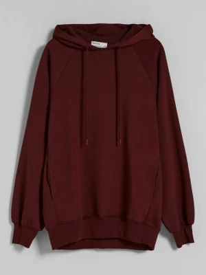 Bluza z kapturem Bershka ciemnoczerwony