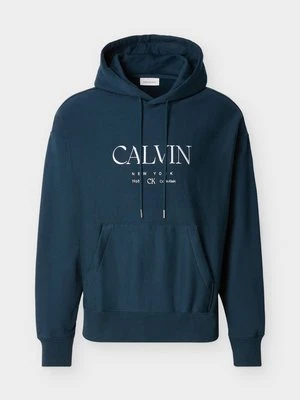 Bluza z kapturem Calvin Klein granatowy