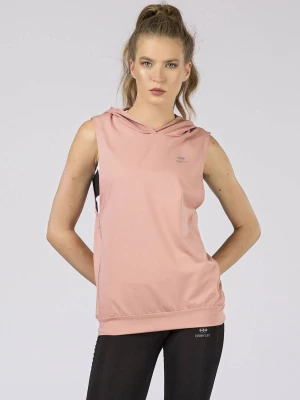 Bluza z kapturem ciemny różowy casual sportowy dekolt okrągły bez rękawów Tommy life