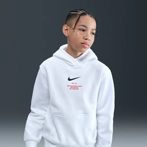 Bluza z kapturem dla dużych dzieci (chłopców) Nike Club Fleece - Biel