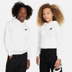 Bluza z kapturem dla dużych dzieci Nike Club Fleece - Biel