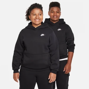 Bluza z kapturem dla dużych dzieci Nike Club Fleece (szersze rozmiary) - Czerń