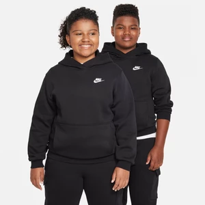 Bluza z kapturem dla dużych dzieci Nike Sportswear Club Fleece (szersze rozmiary) - Czerń