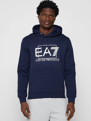 Bluza z kapturem EA7 Emporio Armani niebieski
