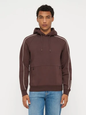Bluza z kapturem EA7 Emporio Armani ciemnoczerwony