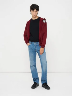 Bluza z kapturem EA7 Emporio Armani ciemnoczerwony