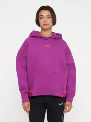 Bluza z kapturem EA7 Emporio Armani fioletowy