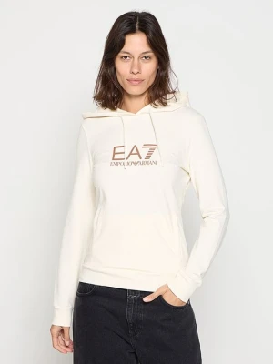 Bluza z kapturem EA7 Emporio Armani jasnoróżowy