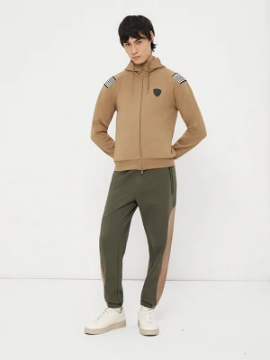 Bluza z kapturem EA7 Emporio Armani jasny brąz