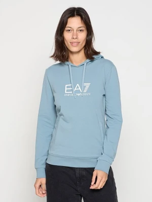Bluza z kapturem EA7 Emporio Armani niebieski