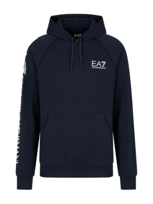 Bluza z kapturem EA7 Emporio Armani niebieski