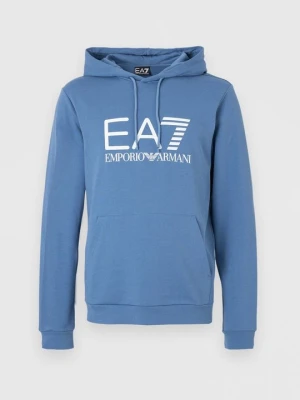 Bluza z kapturem EA7 Emporio Armani niebieski