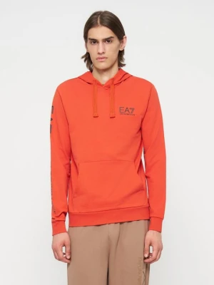 Bluza z kapturem EA7 Emporio Armani pomarańczowy