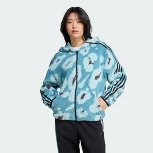 Bluza z kapturem Essentials 3-Stripes Animal Print High Pile Full-Zip Adidas