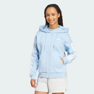 Bluza z kapturem Essentials z polaru z 3 paskami i suwakiem na całej długości Adidas