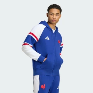 Bluza z kapturem Francja Rugby Travel z suwakiem na całej długości Adidas Mystery Ink