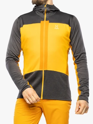 Bluza z kapturem Haglofs ROC Flash Mid Hood - magnetite/sunny yellow