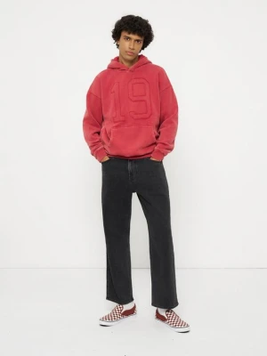 Bluza z kapturem Hollister Co. ciemnoczerwony
