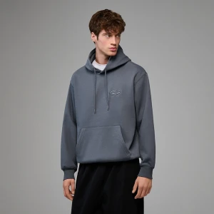 Bluza z kapturem i haftem z przodu grafitowa House